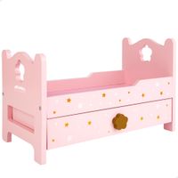 woomax cama de madera para munecas rosa con estrellitas