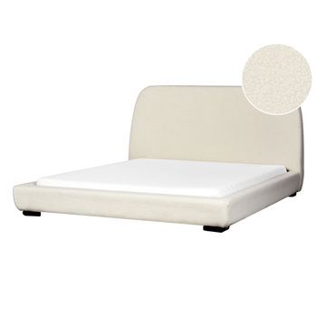 Cama Con Somier Clásica Con Cabecero Tapizado De Bouclé Beige Claro 160 X 200 Cm Roisel