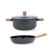 sarten con cacerola aluminio gris 24 cm