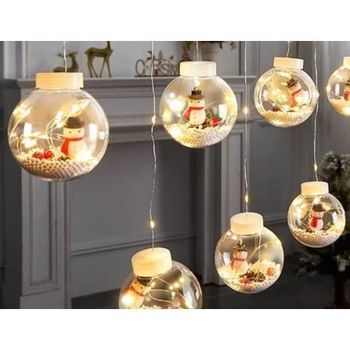 10 Guirnaldas De Luces Solares Led, 【alimentación Solar】luces De Hadas Para Exteriores E Interiores, Decoración Navideña (muñeco De Nieve De Navidad)
