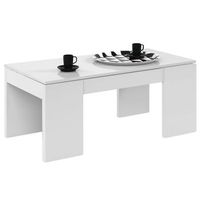 mesa de centro elevable blanco brillo 100x50x43 cm