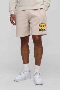 Stone Relaxed Mid Length Man Jersey Shorts, Beige
