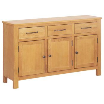 Aparador De Madera Maciza De Roble 112x33,5x70 Cm Vidaxl