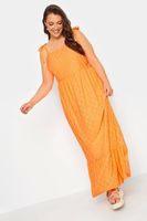 yours vestido naranja largo bordado con tirantes mujer curvy y tallas grandes yours