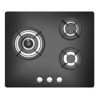 sauber secgb05 placa de gas butano 3 zonas cristal negro