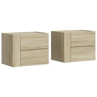 mesitas de noche de pared 2 unidades roble sonoma 45x30x35 cm vidaxl