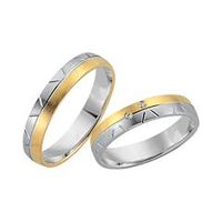 alianzas 14 quilates oro amarillo-blanco 2 diamantes