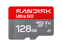 tarjeta micro sd - sandisk ultra go 128 gb hasta 190 mbs de lectura video en full hd v10 u1 c10 a1 memoria nand gris