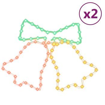 Figuras De Campanas De Navidad Con 72 Leds 2 Piezas 50x56 Cm Vidaxl