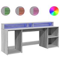 mesa de escritorio  escritorio de despacho  escritorio con led madera ingenieria gris sonoma 200x55x91 cm