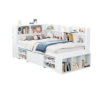 Cama juvenil,cama individual de mdf 90x190 cm,blanco