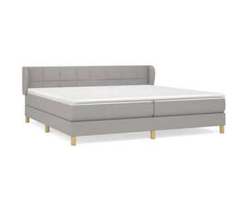 Cama box spring con colchón tela gris claro 200x200 cm bloques con cuadros