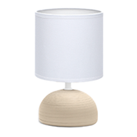aigostar 196981- lampara de ceramica de mesa semioval crema cuerpo de diseno sencillo color crema pantalla de tela color blanco casquillo e14 perfecta para el salon dormitorio o recibidor