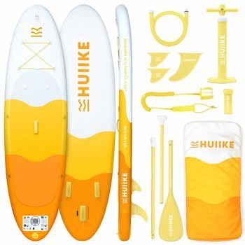 Tabla Paddle Surf Hinchable Con Accesorios, Huiike | Sup Con Remo, Quillas, Inflador, Amarilla, 10'