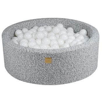 Meowbaby Piscina De Bolas, Round Seca Para Niños, Boucle, Gris Melange : Blanco, 200 Pcs, 90x30cm