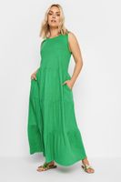 yours vestido de algodon verde escalonado sin mangas mujer curvy y tallas grandes yours