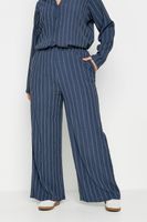 yours pantalones anchos azul marino de raya diplomatica mujer curvy y tallas grandes yours