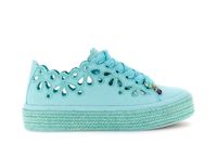zapatillas con cordones en tejido perforado light blu