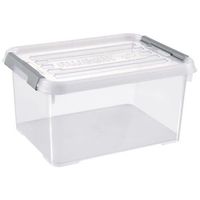 caja de almacenamiento allibert handy plus - clips grises - cubierta transparente - 15 l