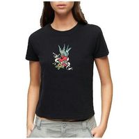 superdry camiseta t-shirt ajuste brode tattoo para mujer