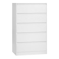 comoda de 5 cajones de color blanco