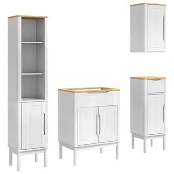 Juego De Muebles De Baño Floro 4 Uds. Madera De Pino Macizo Vidaxl