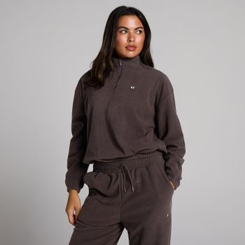 Sudadera de felpa de cuello alto con cremallera 1/4 para mujer de MP - Chocolate - XXL