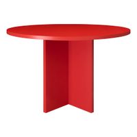 mesa de comedor redonda tablero laminado de 3cm rojo llama 120cm