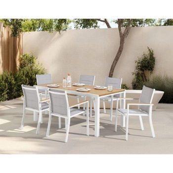 Conjunto de comedor exterior Sabaideco Louna Extensible Aluminio 8 Personas