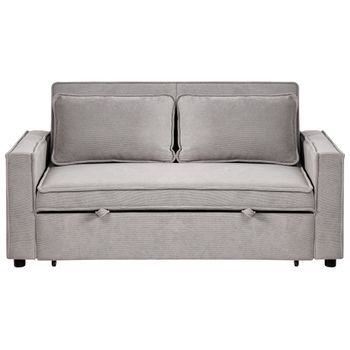 Sofá Tapizado De Tela De 2 Plazas Con Función De Cama Para 2 Personas Gris Uttela