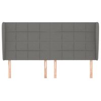 cabecero cama mueble de dormitorio con orejas de tela oscuro 163 x 23 x 118128 cm gris m020003341