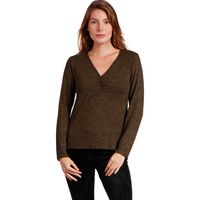 admas camiseta manga larga top de manga larga nudo para mujer