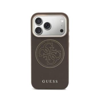 Funda para móvil Guess efecto piel logo perforado Marrón para iPhone 17 Pro