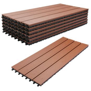 Noka - Suelo De Exterior Con Clip 90x30 Cm 6 Losetas Para Jardín, Patio, Terraza En Wpc Oak