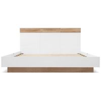 cama doble de 180x200 cm efecto flotante roble y blanco cabecero base de lamas macizas sin colchon