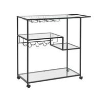 carrito de cocina de metal negro vidrio templado 86 x 40 cm ruedas con freno estantes botellero industrial comedor marcola