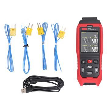Termómetro Digital Industrial De Sonda Tipo K 4 Canales Rojo
