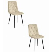 set de 2 silla de comedor tela valora tyra asiento acolchado beige claro