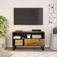 mueble tv  mueble de salon  armario tv madera mango y madera contrachapada 80x33x46 cm cfw778162
