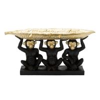 monos con portaobjetos de resina negra y dorada cm 43x157x20