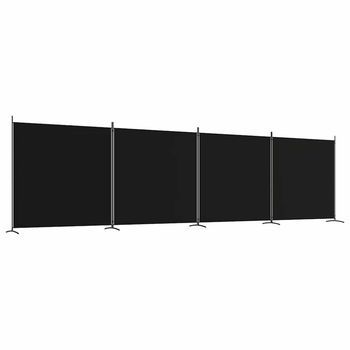 Biombo Divisor De 4 Paneles De Tela Negro 698x180 Cm Vidaxl