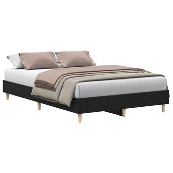 Cama Matrimonial | Cama Para Adulto | Estructura De Cama Roble Negro 203 X 123 X 25 Cm