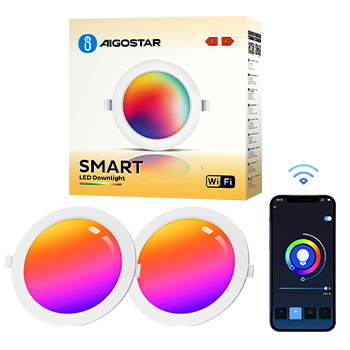 Aigostar 9W Inteligente Downlight LED Techo Emportrable, Foco Led Ø175mm x 26.5mm Redondo Ultradelgado WiFi APP Control, RGB y Blanco Regulable, Compatible con Alexa y Google para Salón Cocina, 2 Pack