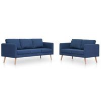 conjunto de sofas 2 piezas tela azul 116 x 70 x 73 cm vidaxl