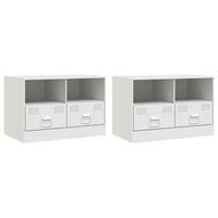 muebles para tv  mueble de salon  gabinete de tv 2 unidades acero blanco 67x39x44 cm