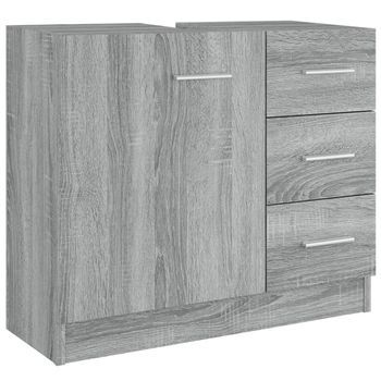 Armario Para Lavabo Madera Contrachapada Gris Sonoma 63x30x54cm Vidaxl