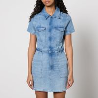 good american fit for success stretch-denim mini dress - us 0uk 4