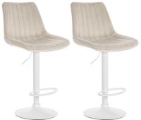 set de 2 taburetes de bar toni en terciopelo crema 50x495x91 cm