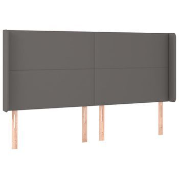 Cabecero Cama Mueble De Dormitorio Con Led Cuero Sintético 183 X 16 X 118/128 Cm Gris M02_0000268