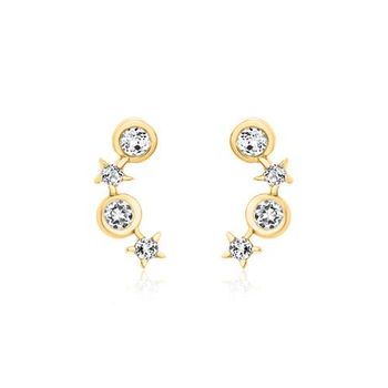 14 quilates pendientes de oro con topacios blancos